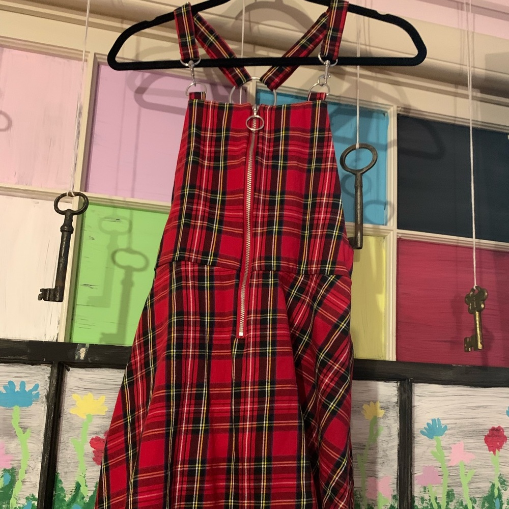 Overall plaid dress